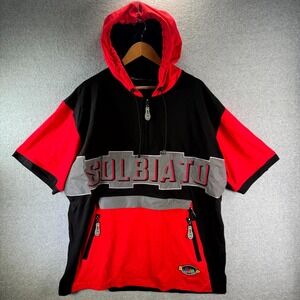 Solbiato Sport Hoodie Mens XL‎ Red Black Stretch Short Sleeve 1/4 Zip Streetwear